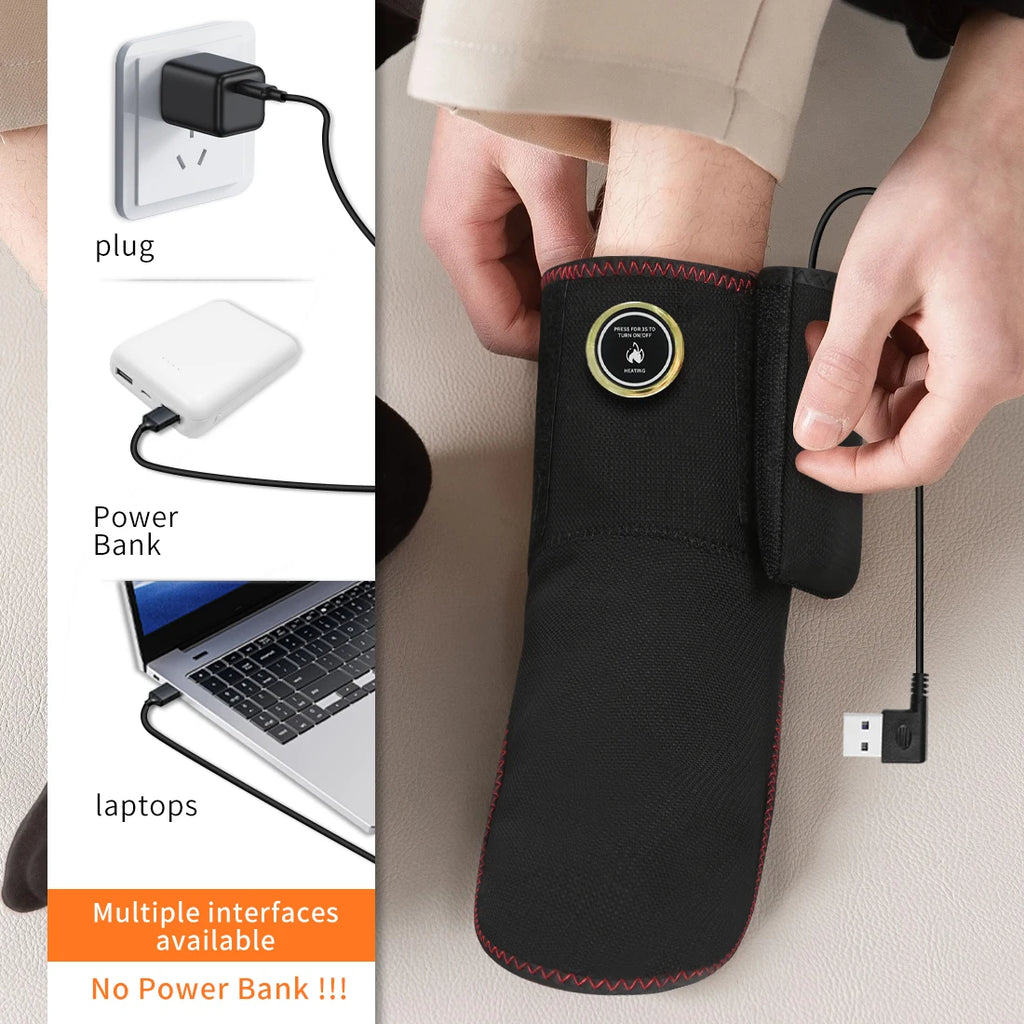 Almohadilla Térmica Inalámbrica para Tobillo, Masajeador Eléctrico con Vibración, Envoltura Térmica Recargable para Pies, Manos y Muñecas, Soporte Térmico para Muñeca y Tobillo