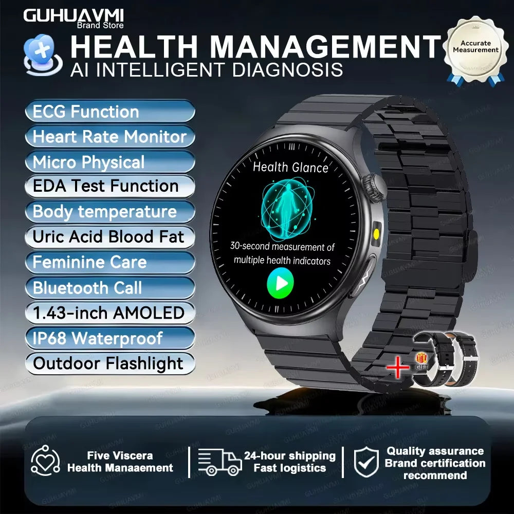 Reloj Inteligente con ECG, Grasa Corporal y Presión Arterial AMOLED