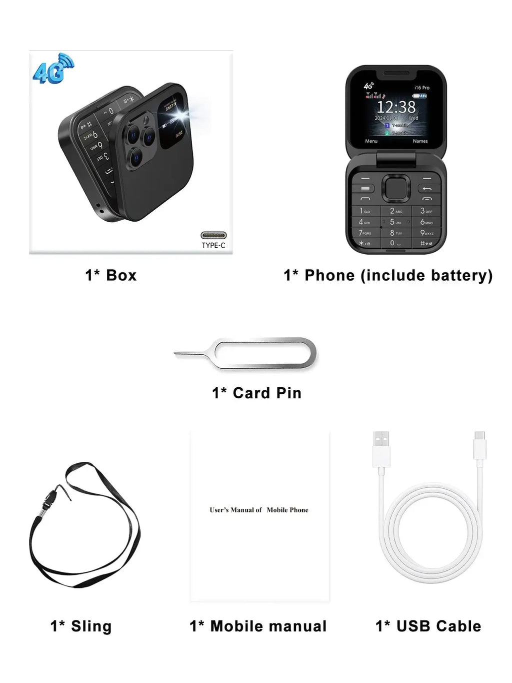 SERVO i16 PRO 4G LTE Mini teléfono móvil con tapa Dual SIM llamada en espera grabación velocidad Dial Radio FM pantalla de 1,77 "teléfonos móviles plegables