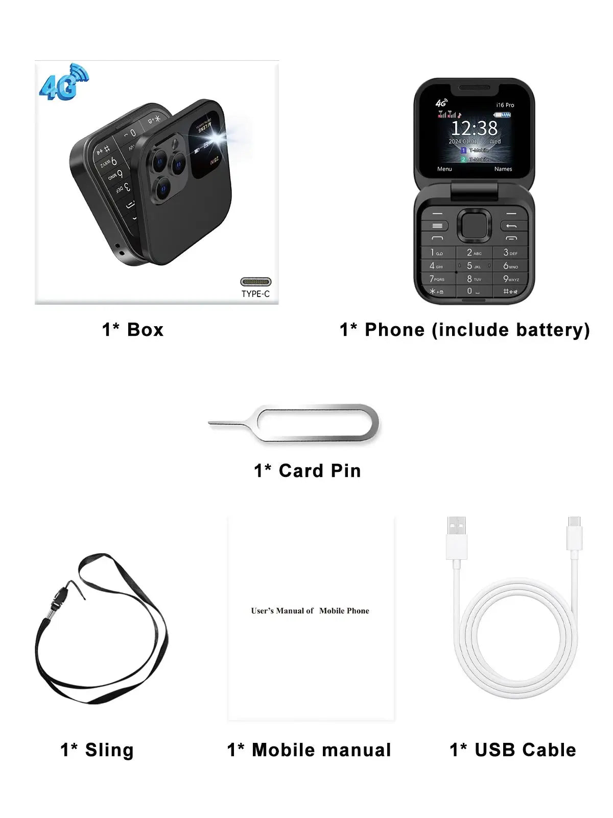 SERVO i16 PRO 4G LTE Mini teléfono móvil con tapa Dual SIM llamada en espera grabación velocidad Dial Radio FM pantalla de 1,77 "teléfonos móviles plegables
