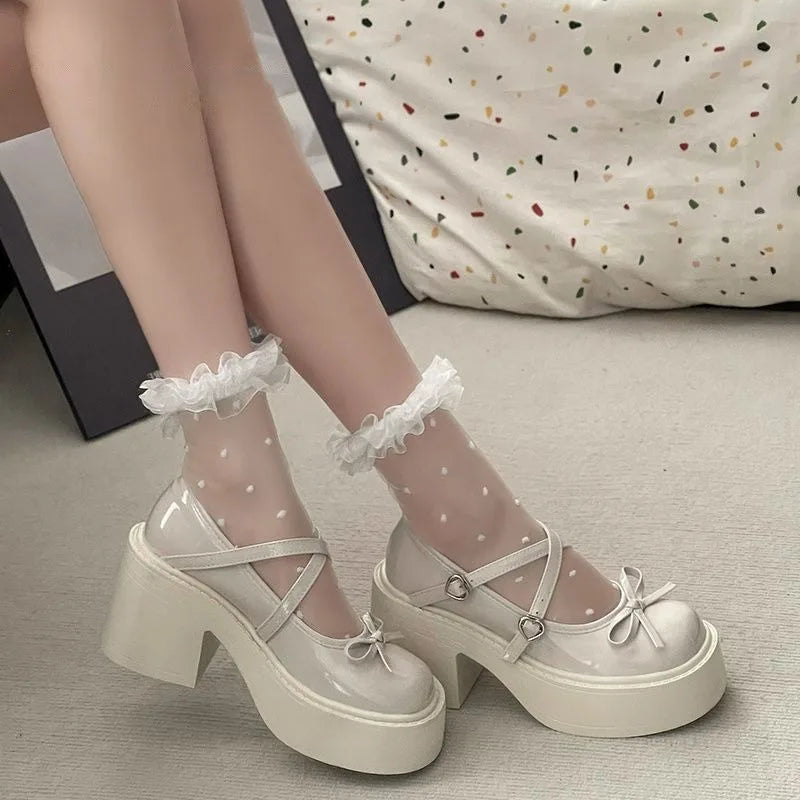 Zapatos Mary Jane de Tacón Grueso con Plataforma para Mujer