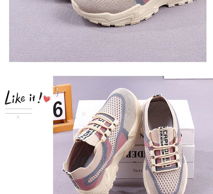 Zapatillas gruesas 2025, zapatos informales para mujer, zapatos deportivos transpirables de malla de aire para primavera y otoño, zapatos para correr de suela blanda para mujer