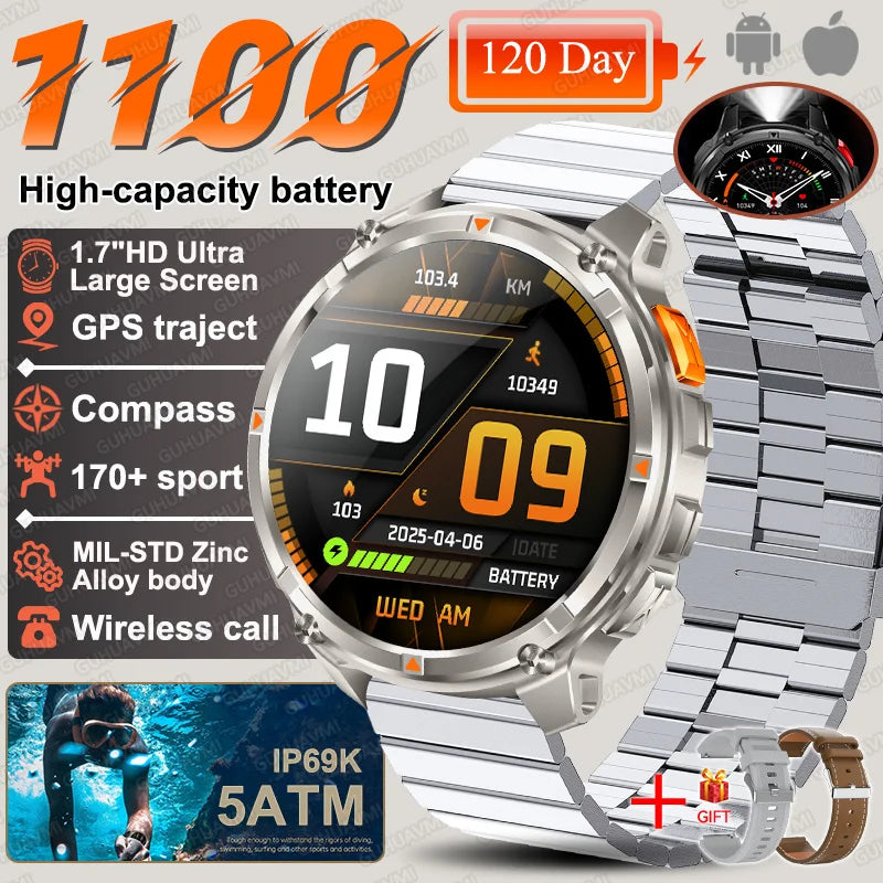 2026 nuevo T-Rex3 Pro 1100mAh batería reloj inteligente GPS camino 5ATM impermeable deportes correr rastreador al aire libre brújula militar Smartwatch