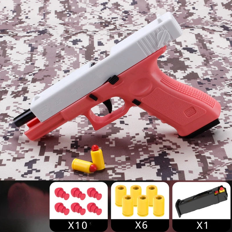 Pistola de juguete, pistola de mano, carcasa de bala suave, expulsión de dardos de espuma, tiro para adultos, niños y niñas, juegos de tiro al aire libre