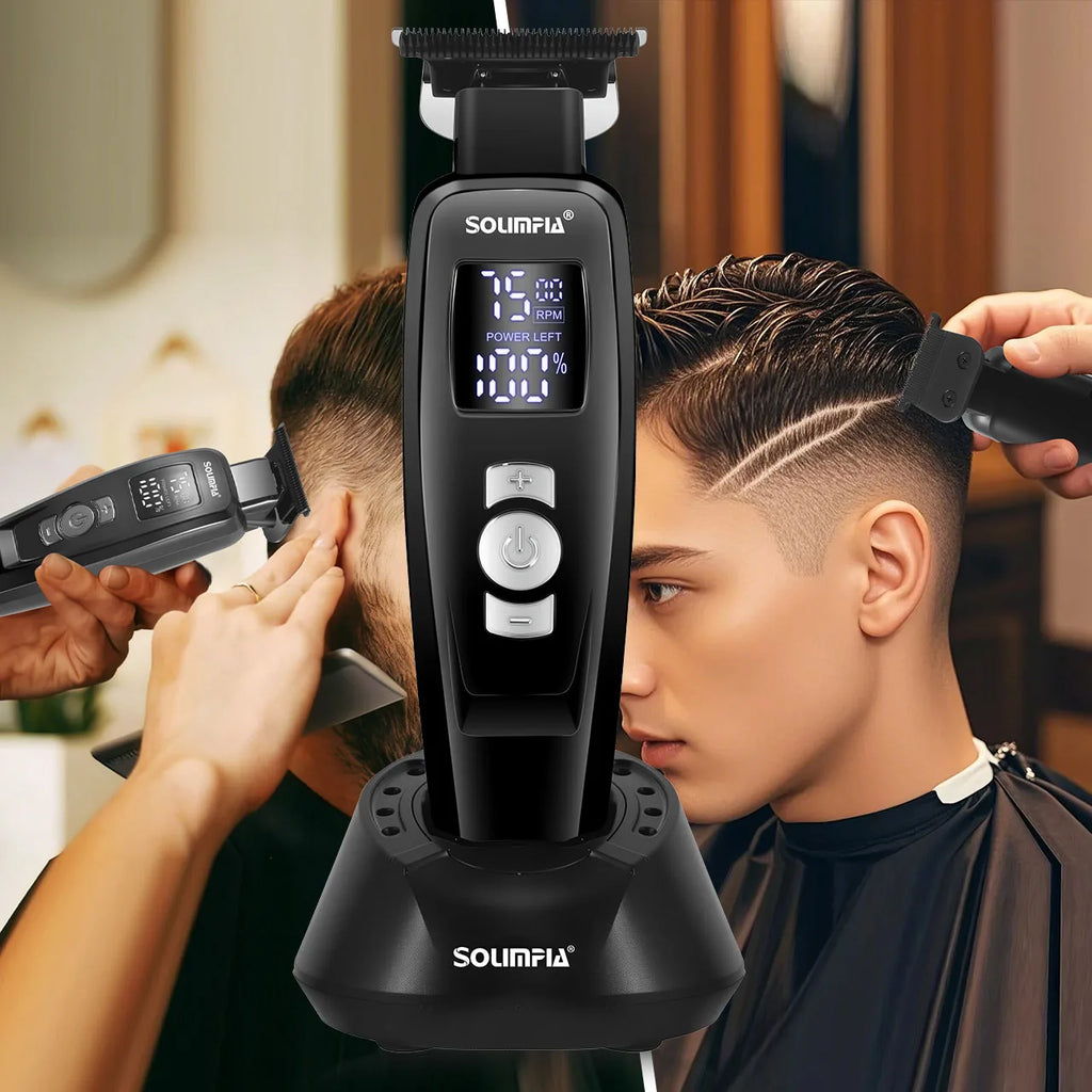    Cortadora de Pelo Profesional para Hombre, 3 Velocidades, Recargable, con Pantalla LED, Kit de Corte de Pelo para Barba y Peinado