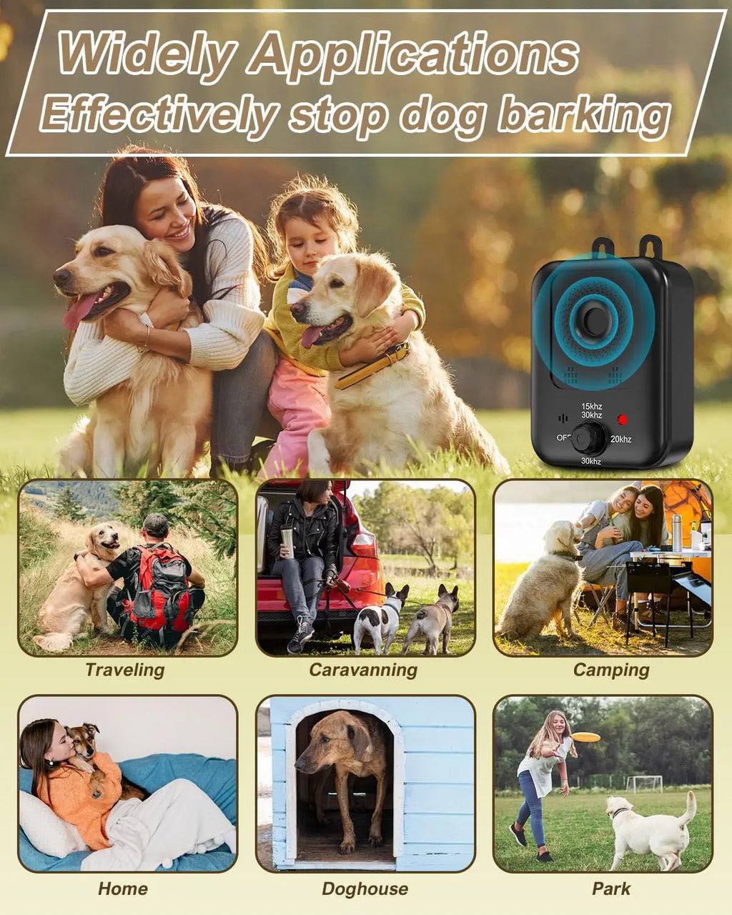 Dispositivo antiladridos automático para el control de ladridos de perros, dispositivo disuasorio ultrasónico recargable para ladridos de perros, exterior e interior