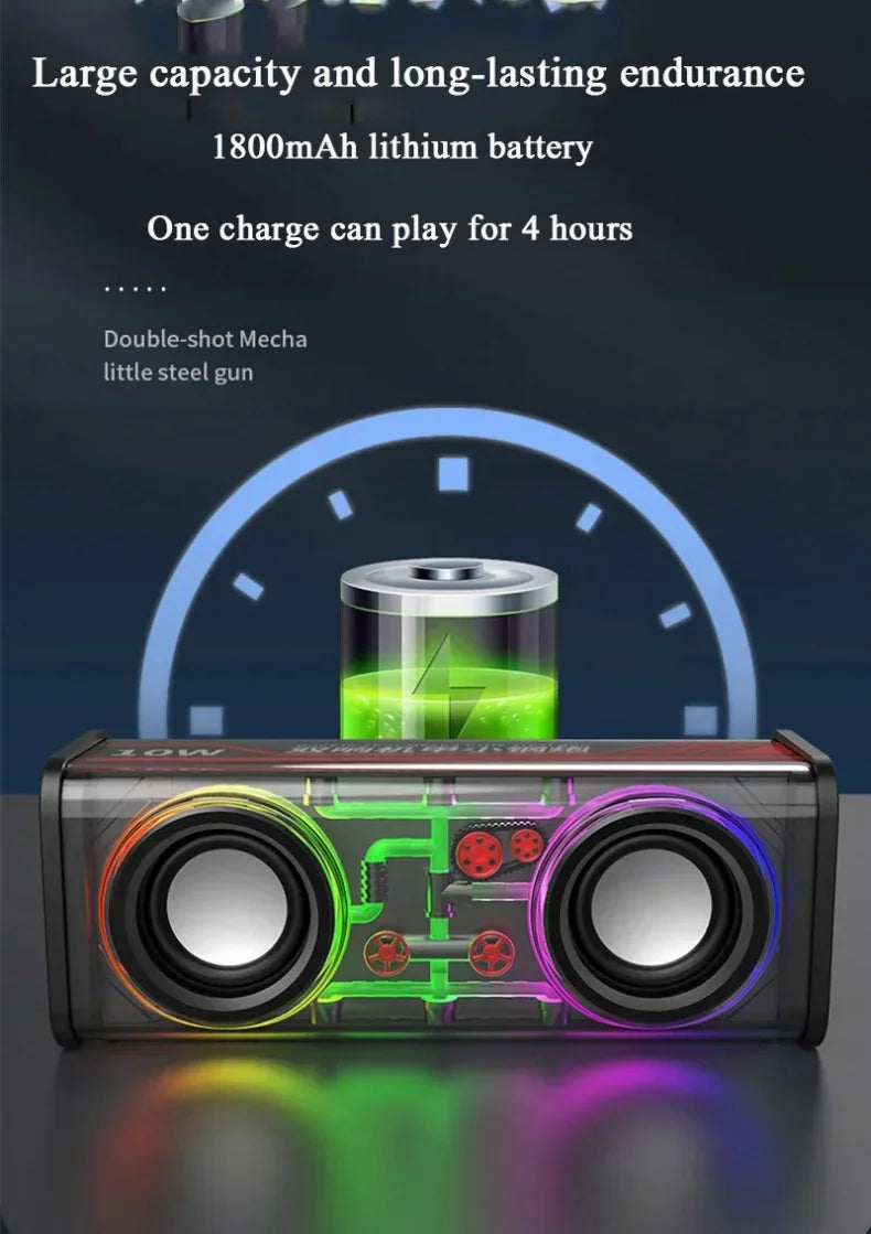 Altavoces Mecha transparentes V8, Bluetooth 5,0, inalámbricos, diafragma de contrabajo, Subwoofer, música, TWS, luz RGB, Mini altavoz de fiesta