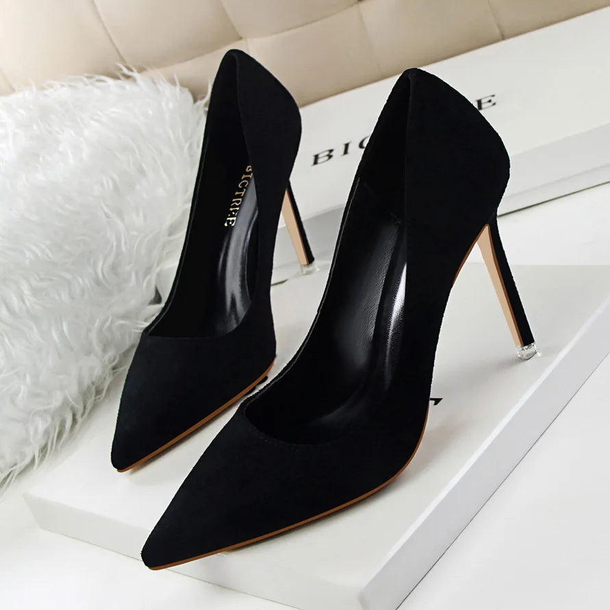 Zapatos de Tacón Alto 9cm para Mujer - Gamuza, Tallas Grandes