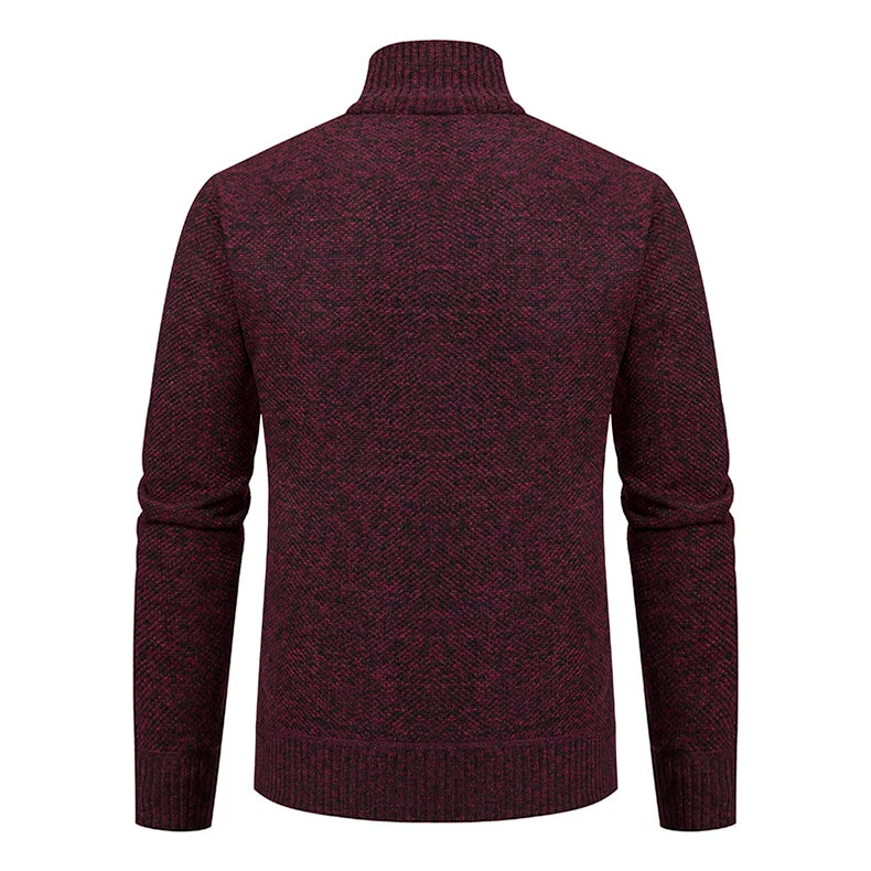 Buzo Cárdigan con Cremallera para Hombre – Cuello Alto y Forro Polar