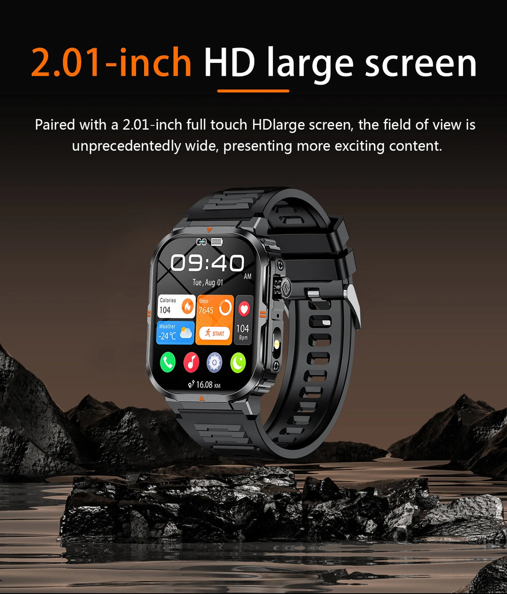 LIGE Reloj Inteligente Militar IP68 Linterna