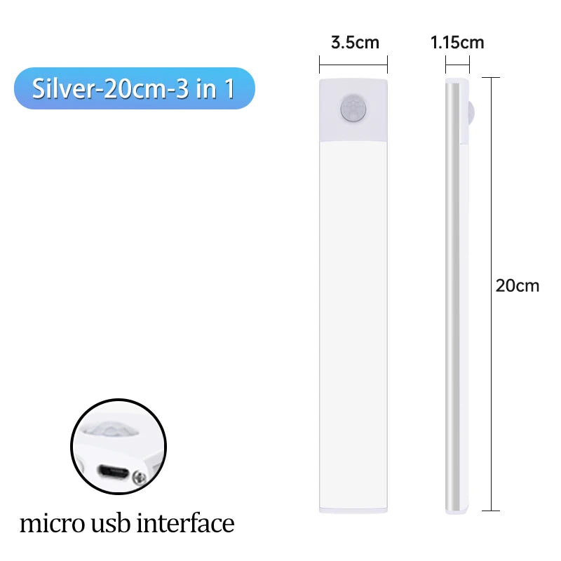 Luz LED con Sensor de Movimiento para Armario USB