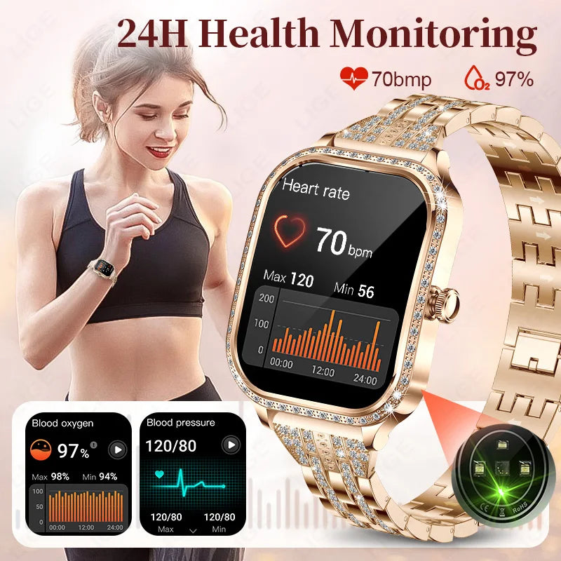 Smartwatch para mujer con pantalla curva HD 1.75 pulgadas y llamadas Bluetooth