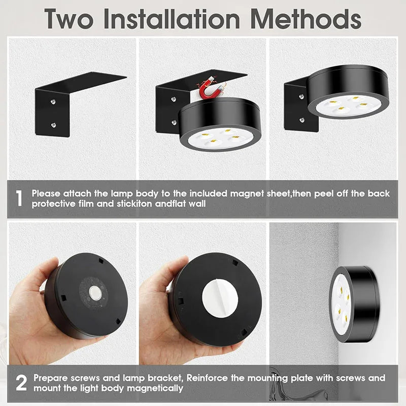 Luz de imagen con pilas Luz de pintura LED magnética con temporizador regulable remoto 3 modos de iluminación Luz de exhibición de arte Negro