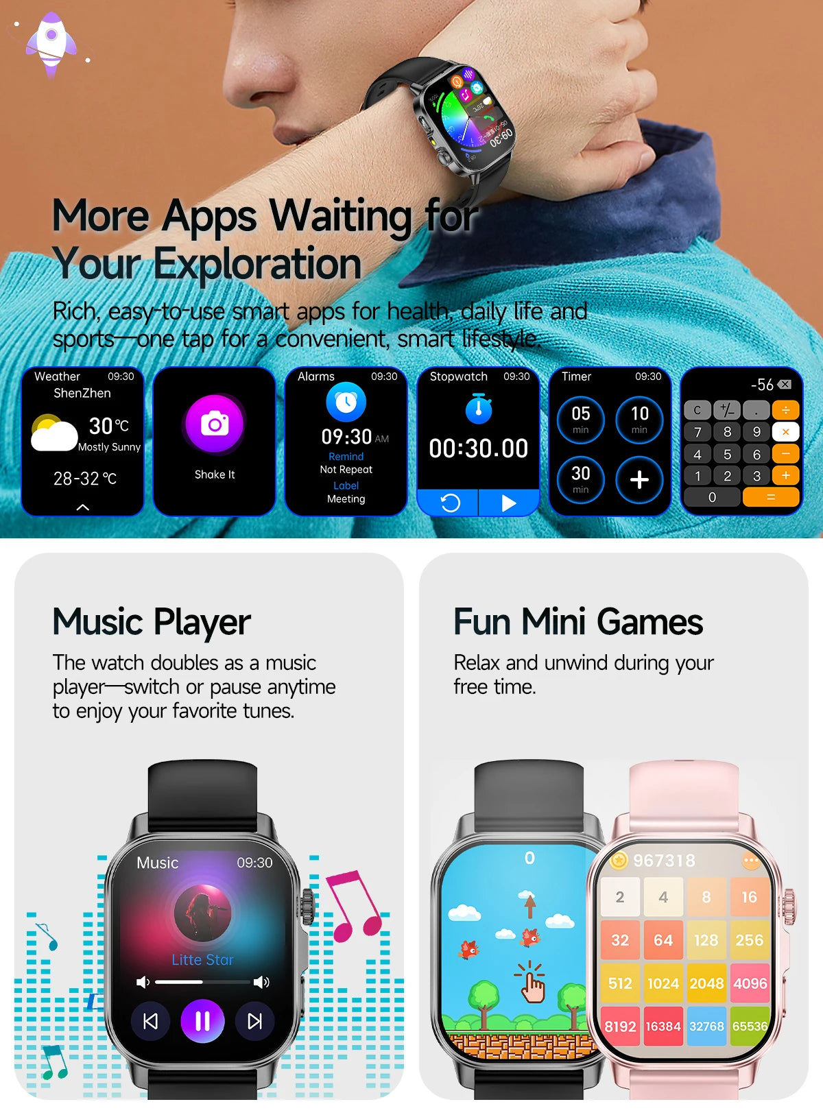 Reloj Inteligente con Diagnóstico ECG, Oxígeno en Sangre y Pantalla AMOLED