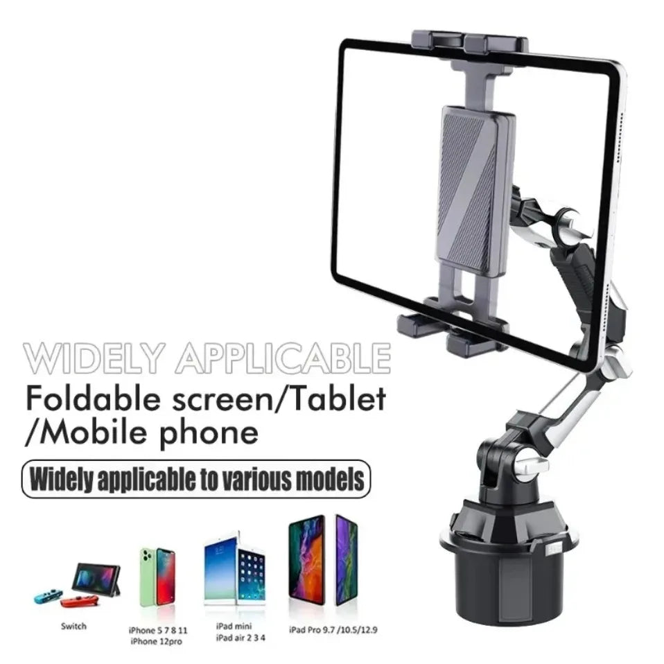 Soporte para Vasos de Coche con Rotación de 360 Grados, Soporte para Vasos de Coche con Articulación Larga, Soporte para Teléfono Móvil, Tableta y Ordenador