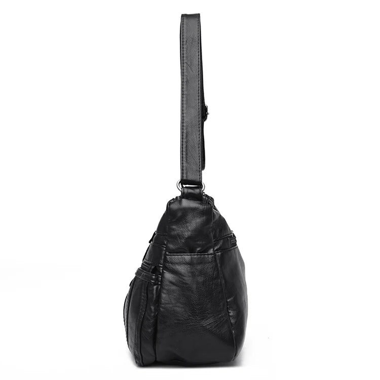 Bolso bandolera negro, bolso de hombro de viaje con correas ajustables y compartimento con cremallera, bolso de hombro adecuado para diferentes