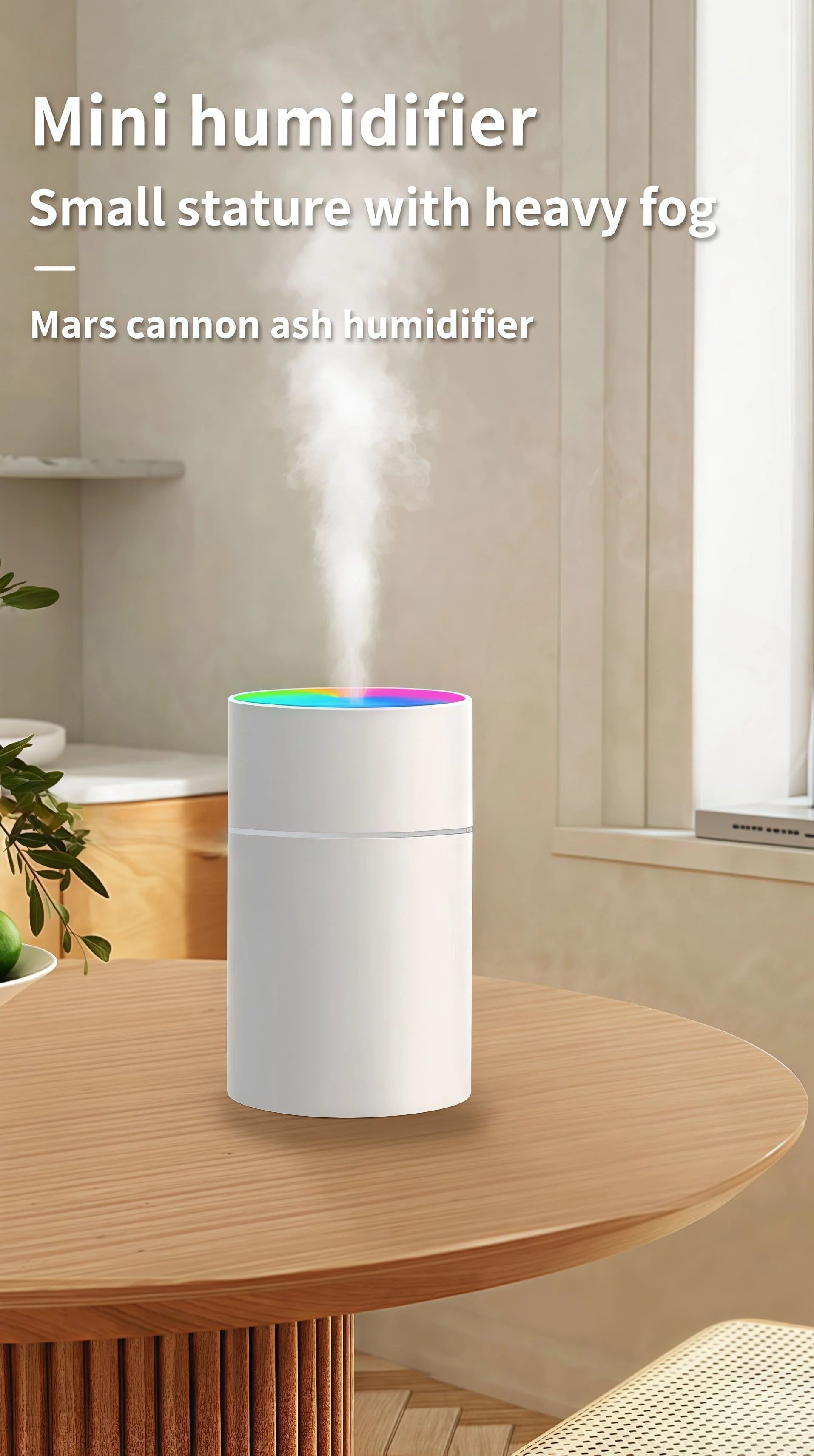 Humidificador ultrasónico USB 200ml con luz LED y difusor de aromas para auto y hogar