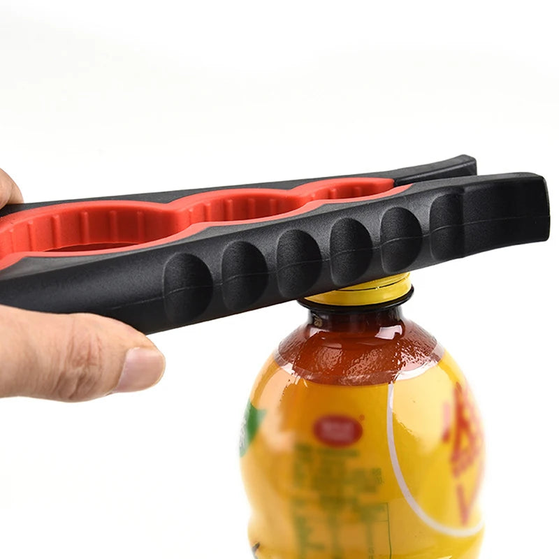 Abridor De Latas Multifuncional Cuatro En Uno Para Bebidas Tenedor De Tapas Antideslizante Alta Durabilidad Acción De Torcedura FácilPrensa De Tapas Fácil De LlevarMultitarea Sin Bordes Afilados Mango Antideslizante