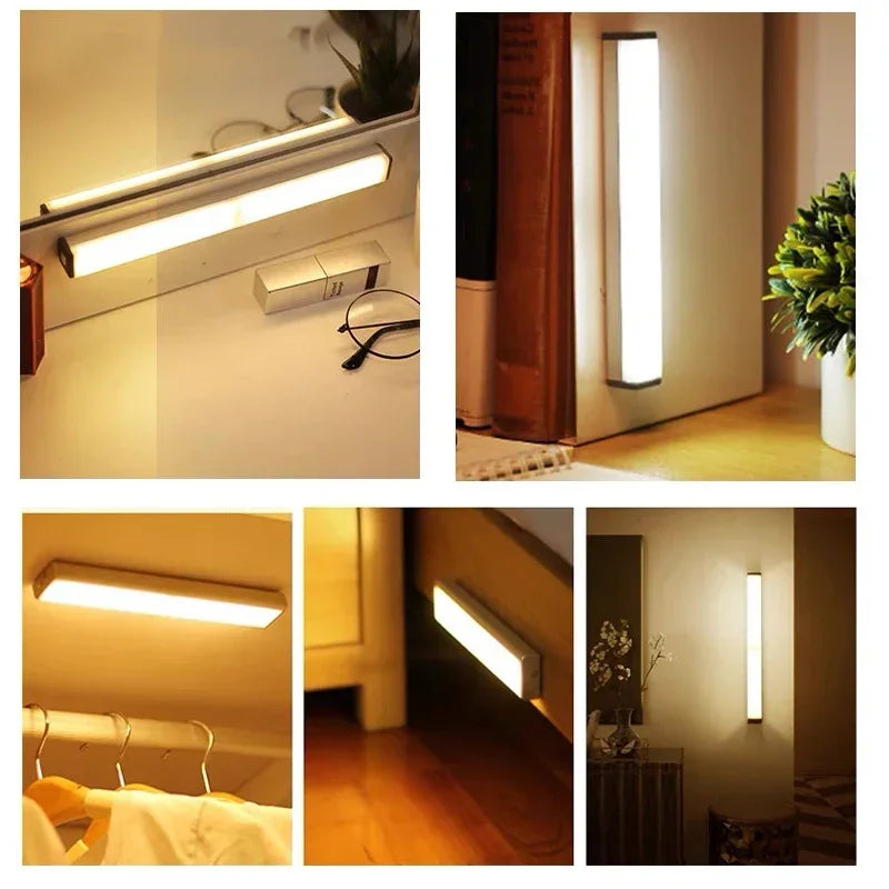 Barra de luz LED con Sensor de movimiento, luz nocturna inalámbrica para debajo del gabinete, cocina, armario, iluminación, armario