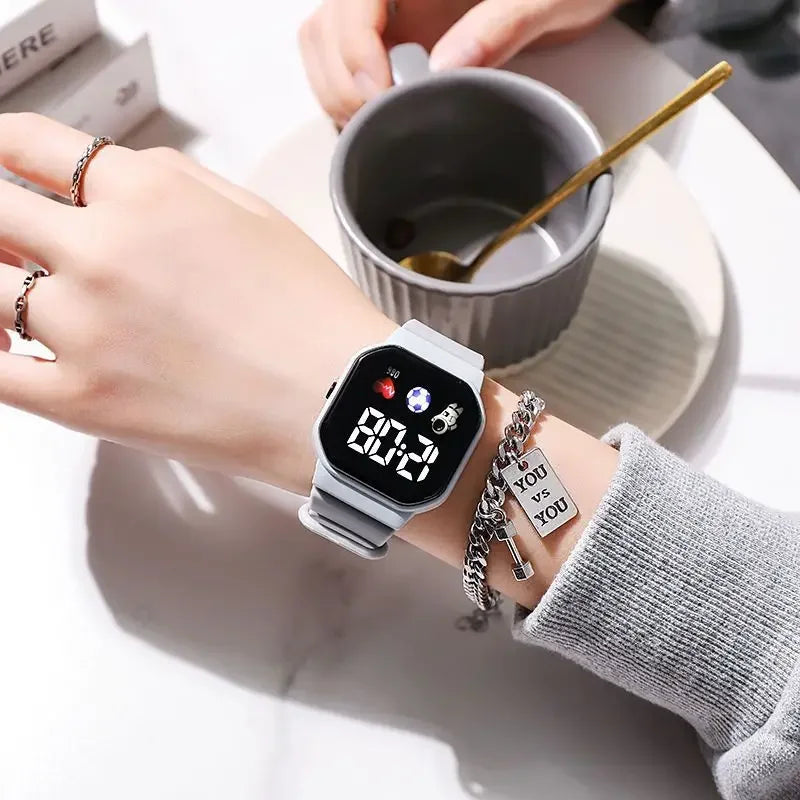 Relojes YIKAZE para niños, reloj Digital LED para niños, correa de silicona, reloj de pulsera electrónico de dibujos animados, reloj deportivo para niños y niñas, regalos