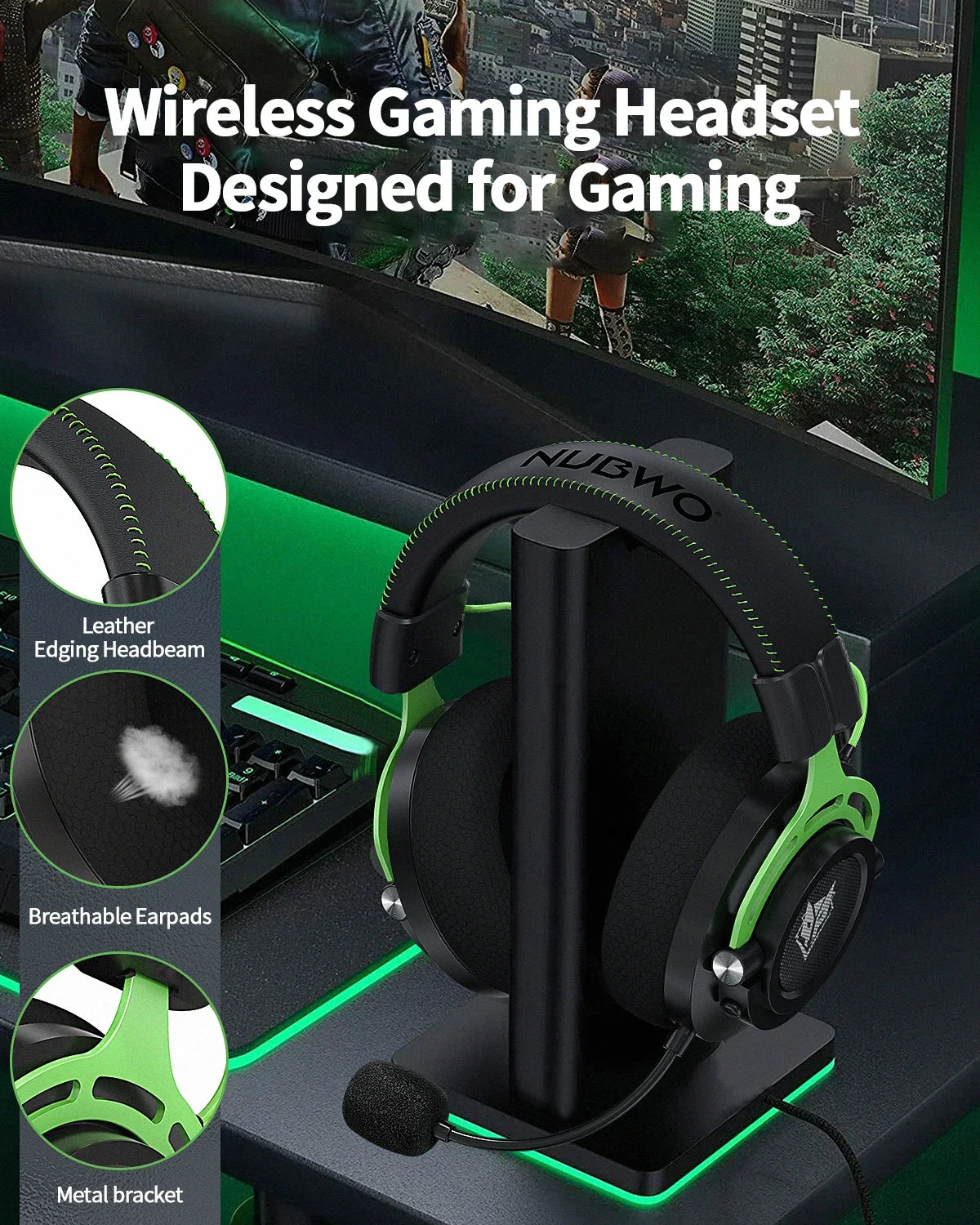 NUBWO G03 Auriculares Gaming Dongle 2.4GHz
