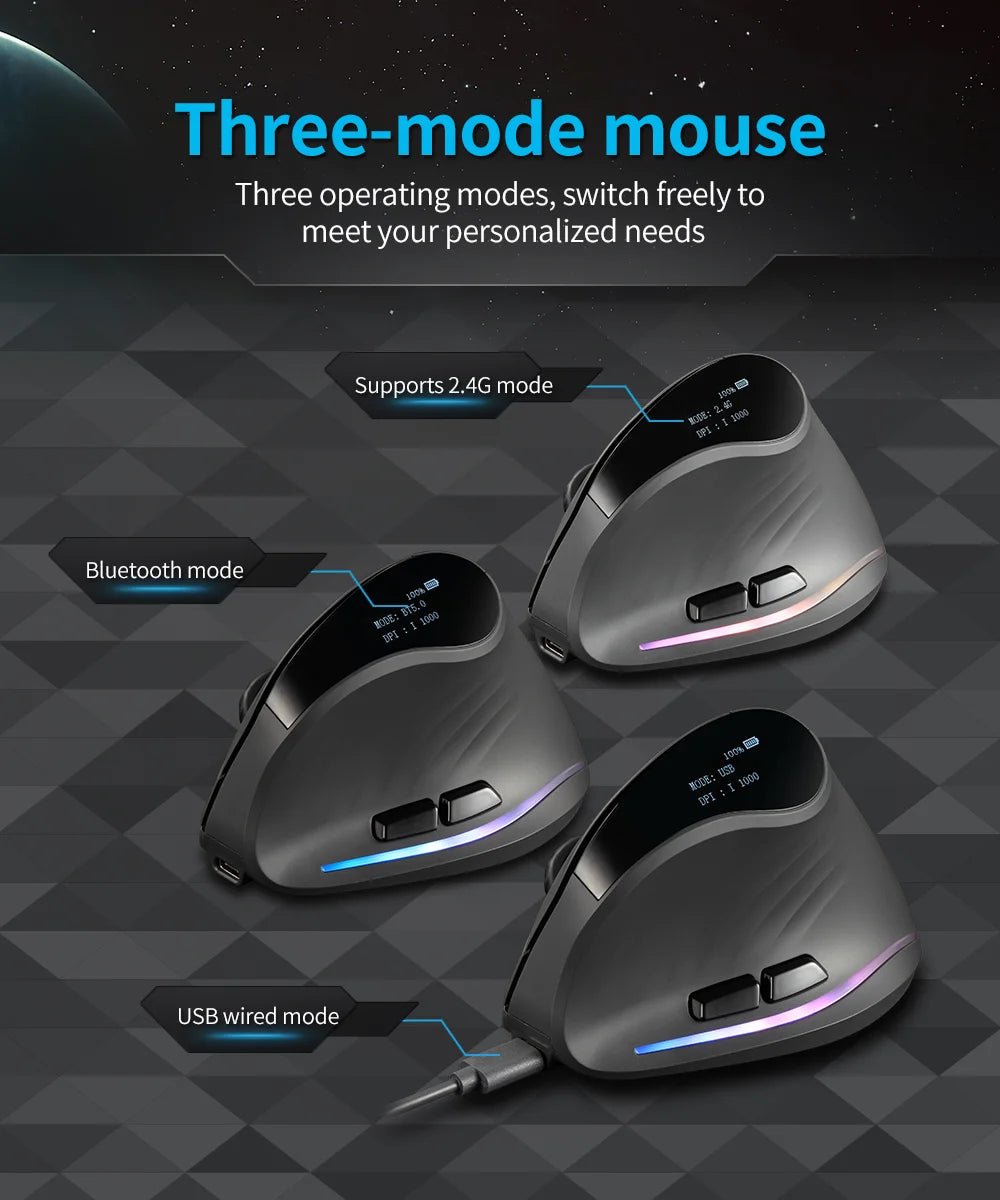 Ratón Inalámbrico Ergonómico Lefon 2.4G, Ratón Vertical Recargable para Juegos, para PC, Portátil, MacOS, Oficina, Modelo F35C/F35B/F35