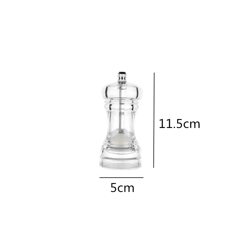 LMETJMA Molinillo de sal y pimienta acrílica transparente con molinos de aspereza ajustables Molinillo de sal y pimienta de mar recargable JT133