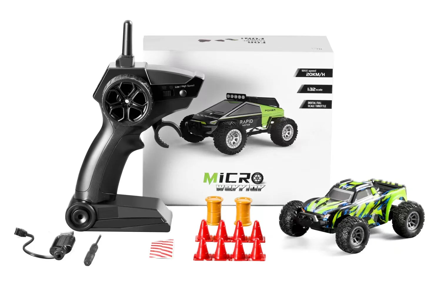 Mini coche RC 1:32, 20 km/h, alta velocidad, 2,4 Ghz, todoterreno, juguete de carreras y deriva, oruga de Control remoto para interiores/exteriores para niños