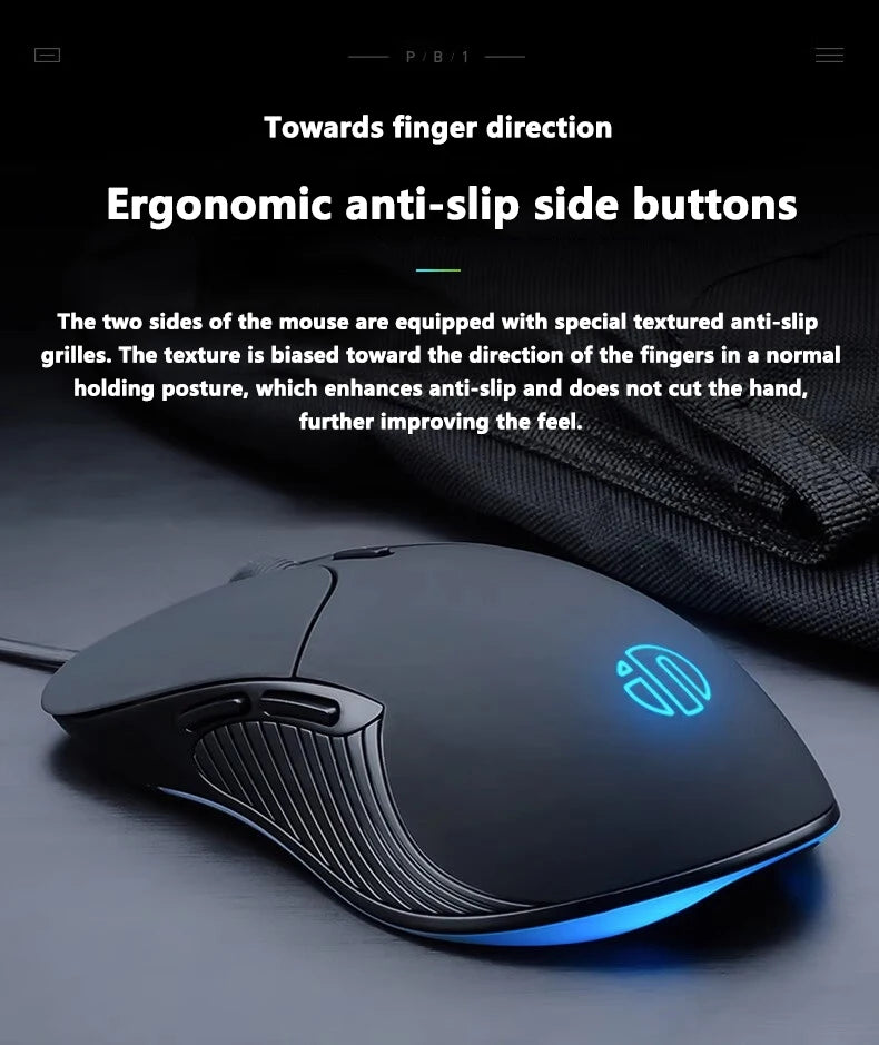 INPHIC-ratón con cable USB B2, Mouse silencioso para juegos de oficina, PC y portátiles