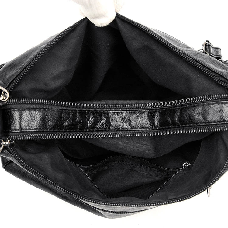 Bolso bandolera negro, bolso de hombro de viaje con correas ajustables y compartimento con cremallera, bolso de hombro adecuado para diferentes