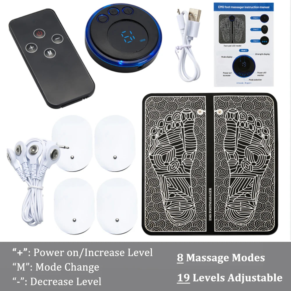 EMS-alfombrilla masajeadora de pies eléctrica TENS, almohadilla masajeadora de pies, estera de masaje plegable, Estimulación muscular, Fisioterapia, Terapia, Fisica Salud