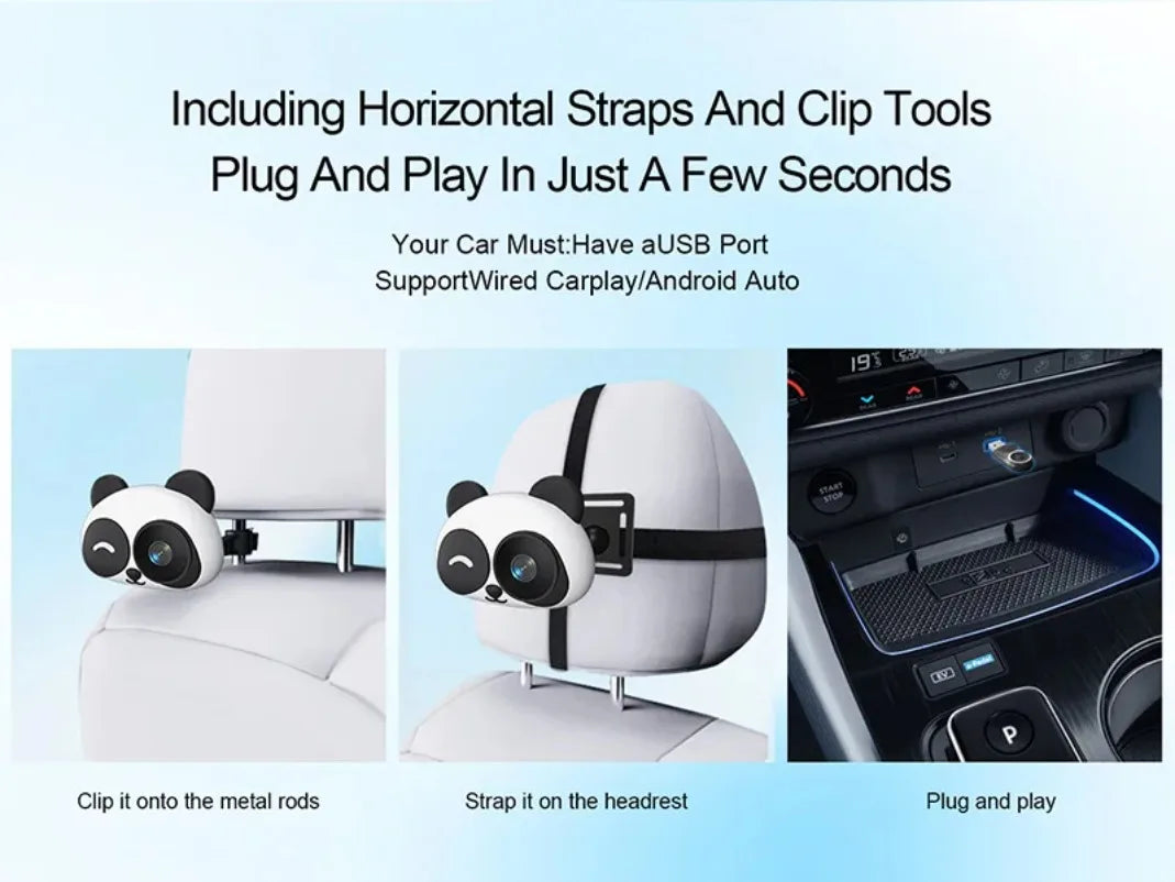 Adaptador Inalámbrico CarPlay Cabin Care, Cámara para Auto HD 1080P para Bebés, 150 °   Monitor de visión nocturna gran angular con pantalla dividida para el asiento trasero