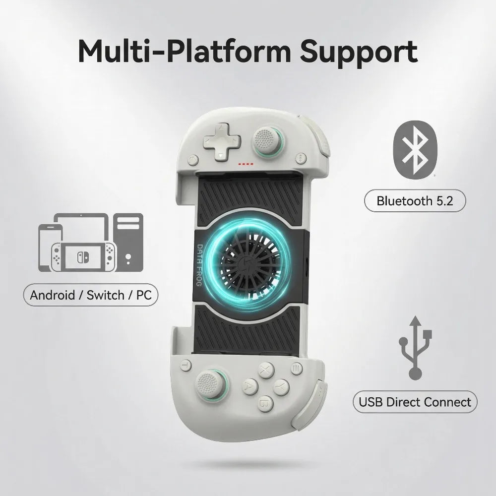Controlador de Juego Inalámbrico con Ventilador de Refrigeración, Gamepad Extensible para Android, iOS, PC/Switch, Xbox con Joysticks de Efecto Hall