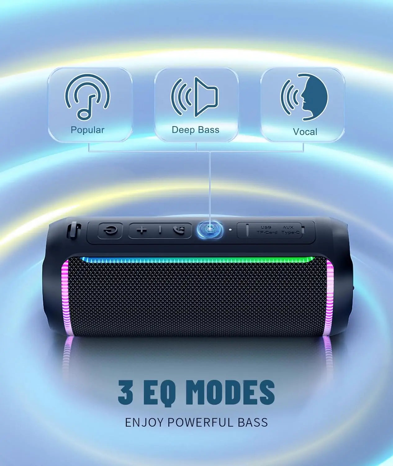 Ortizan X30 Altavoz Bluetooth portátil Altavoz inalámbrico Bluetooth 5.3 con sonido estéreo fuerte HD de 40W y luces coloridas RGB AUX