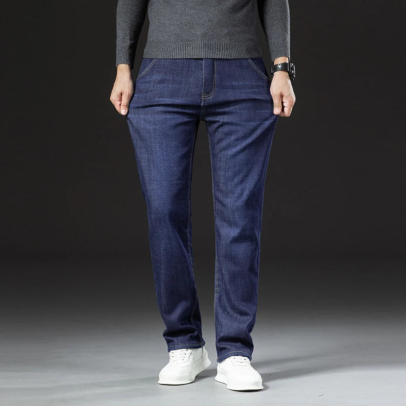 Pantalones Vaqueros de Invierno para Hombre, Forro de Cordero, Talla Grande