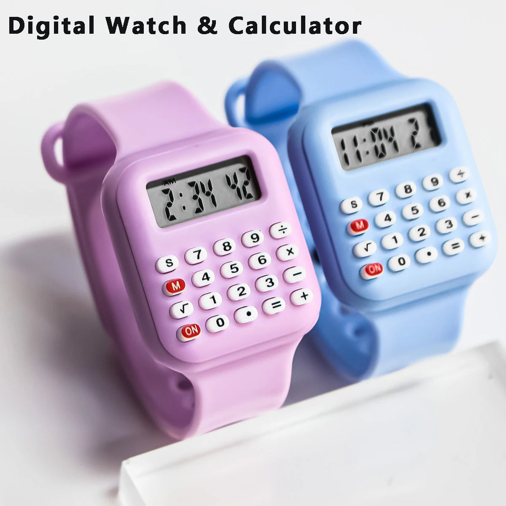 Reloj con calculadora creativa, reloj Digital LED de dibujos animados para niños, reloj electrónico deportivo de moda para niños y niñas, reloj de regalo para estudiantes