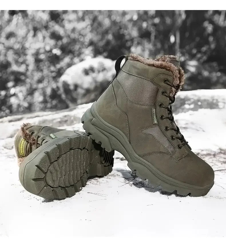 Botas de nieve para hombre forradas de piel, cálidas y antideslizantes