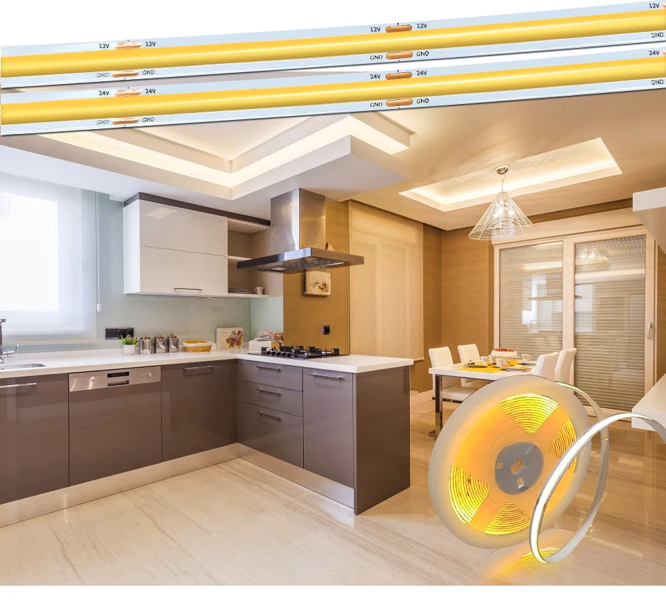Tira LED COB Flexible de Alta Densidad para Decoración