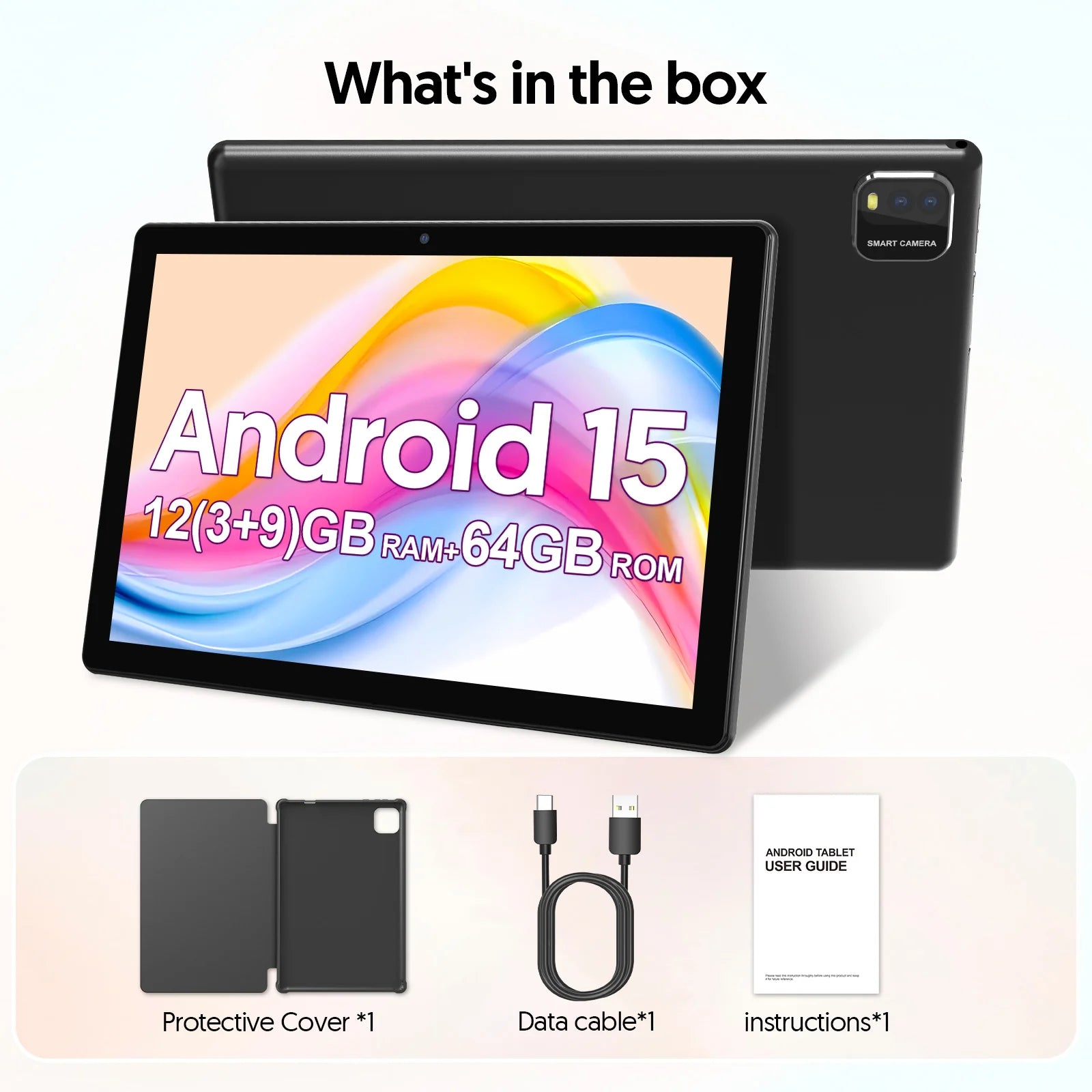 Tablet Android 15 BAKEN 10 pulgadas 12GB RAM 64GB Quad Core WiFi 5G