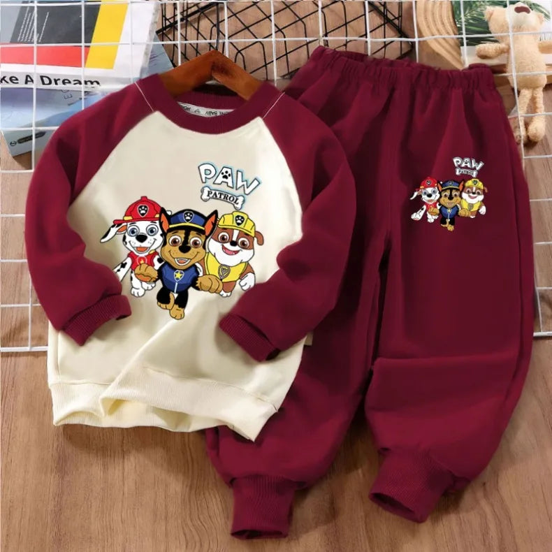 Conjuntos de Ropa Deportiva para Niños con Estampado de Patrulla Canina, Primavera Otoño, Sudadera con Cuello Redondo y Pantalones, Conjunto de 2 Piezas
