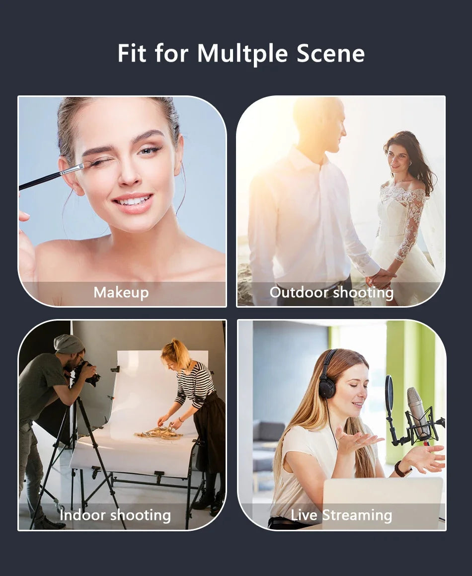 Luz de Video de 26CM, Anillo de Luz LED Regulable para Selfies, Lámpara de Anillo USB con Soporte de Trípode Opcional para Grabación de Video y Maquillaje
