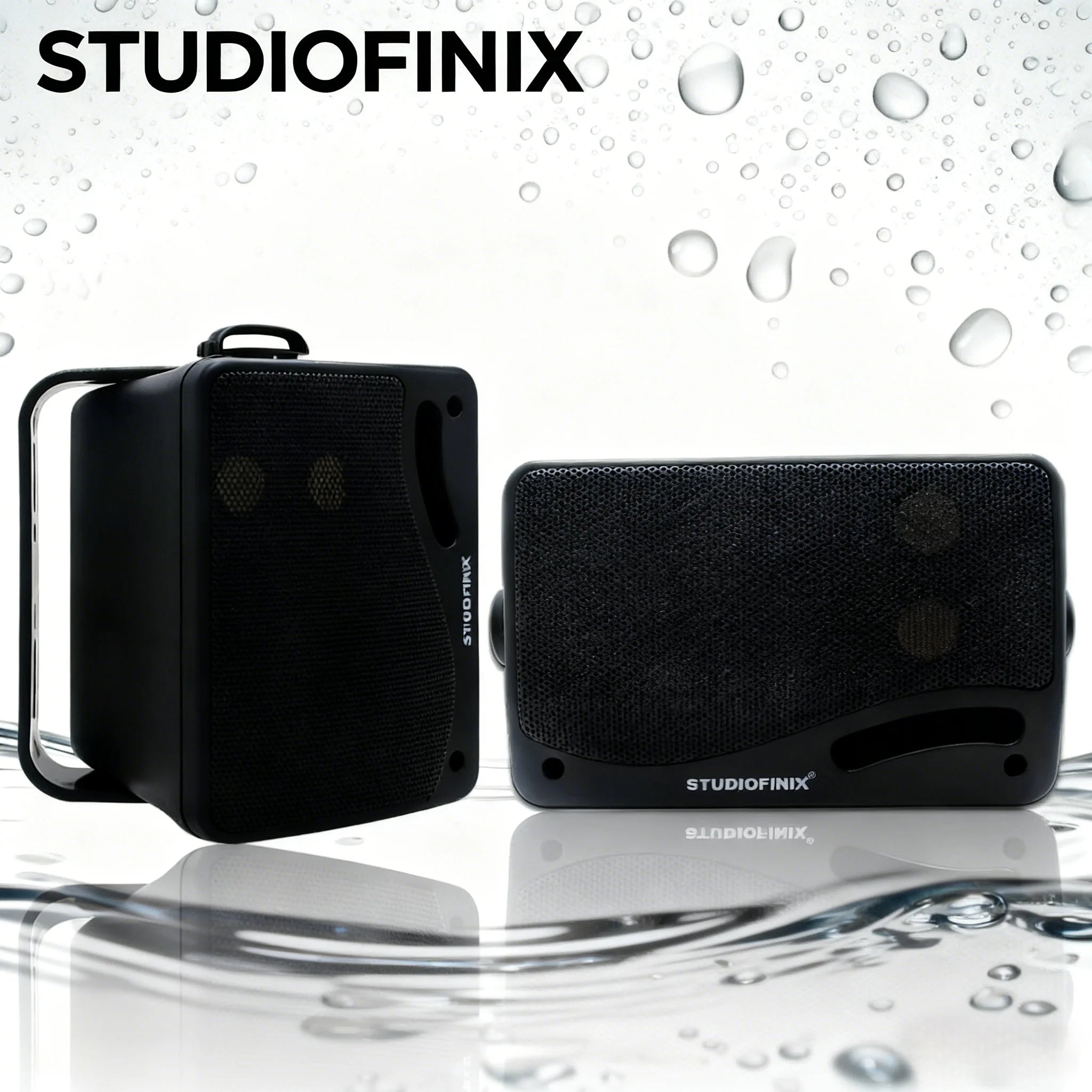 STUDIOFINIX Altavoces Pasivos de 3 Vías para Exteriores de 3.5 Pulgadas y 200W, Sonido Nítido, Cableados, Resistentes a la Intemperie, Montaje en Pared para Patio, Barco, 2 Piezas
