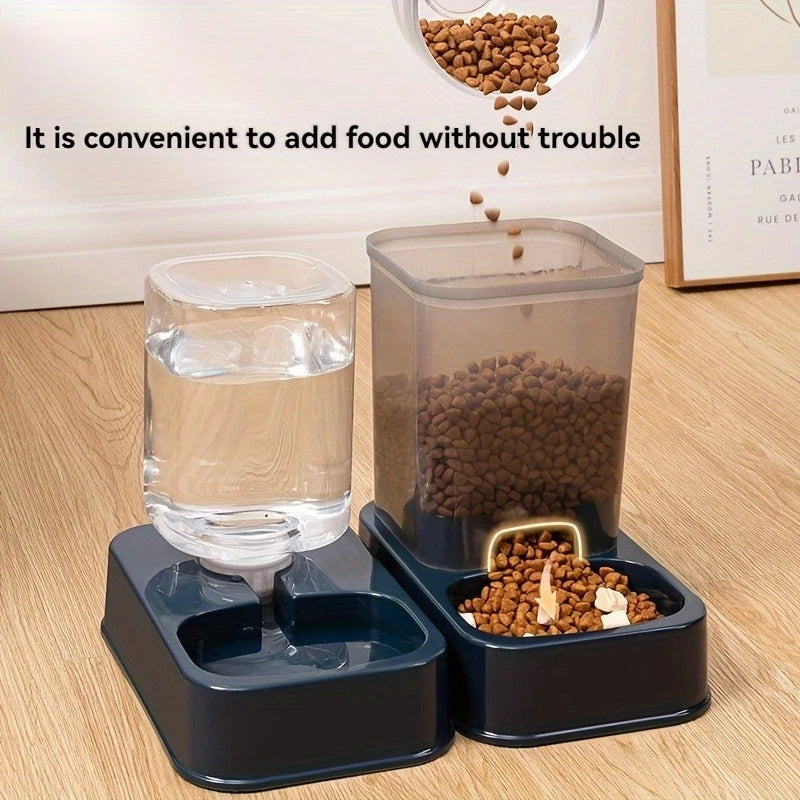 Comedero automático para perros y gatos con bebedero, juego de cuencos y bebederos para comida para mascotas, Control inteligente de porciones para perros y gatos, sin batería