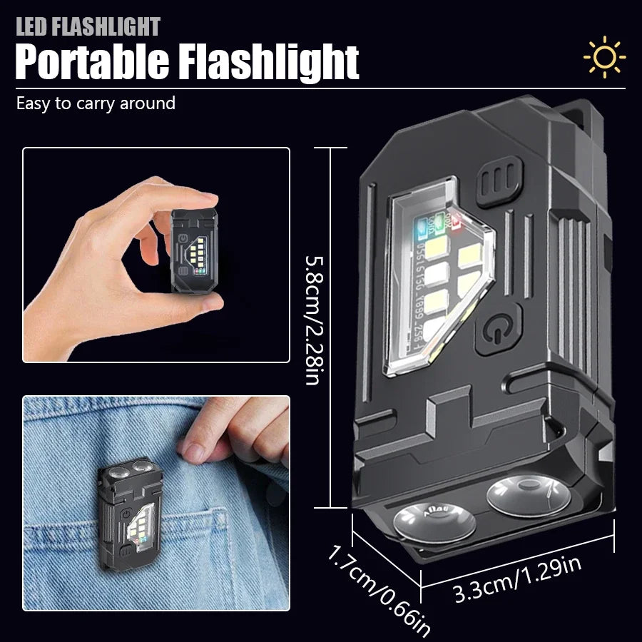Mini Linterna LED COB Recargable USB con Imán Camping Emergencia