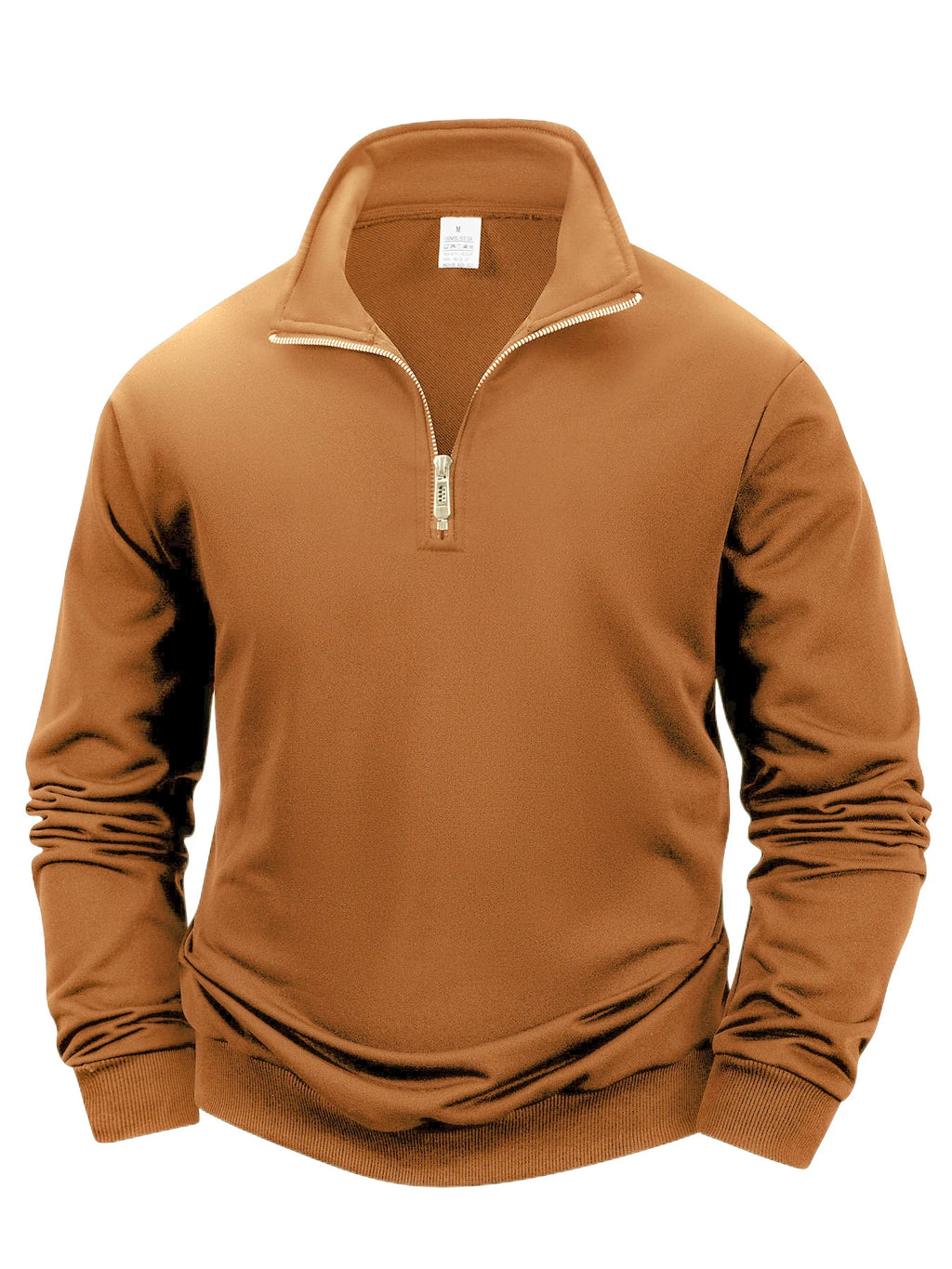 Otoño hombres cremallera pulóver de manga larga suéter hombres cálido delgado Casual cuello alto cuello simulado pulóver sudaderas Tops