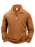 Otoño hombres cremallera pulóver de manga larga suéter hombres cálido delgado Casual cuello alto cuello simulado pulóver sudaderas Tops