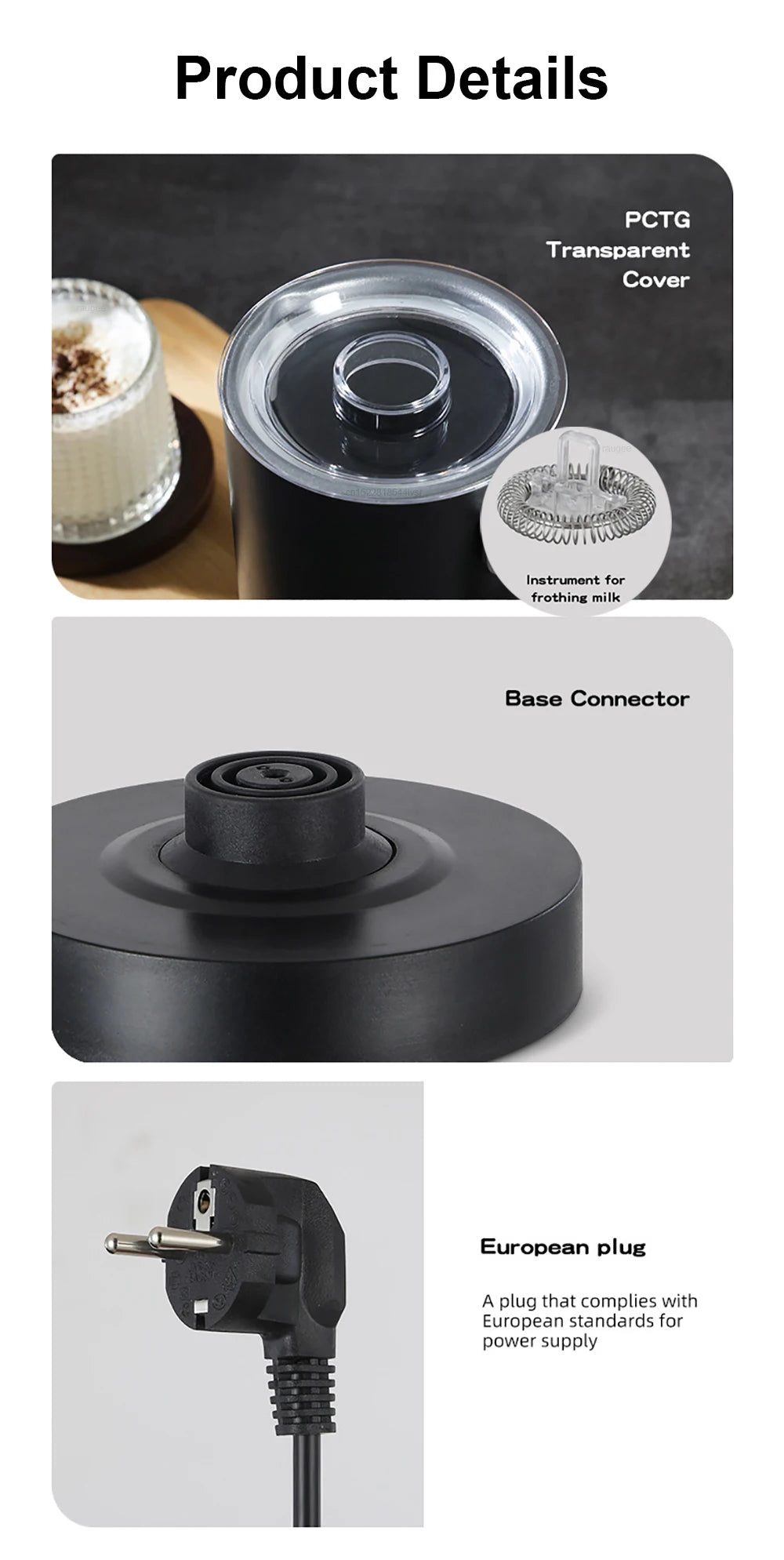Espumador de leche eléctrico 5 en 1 raugee para café, capuchino y latte