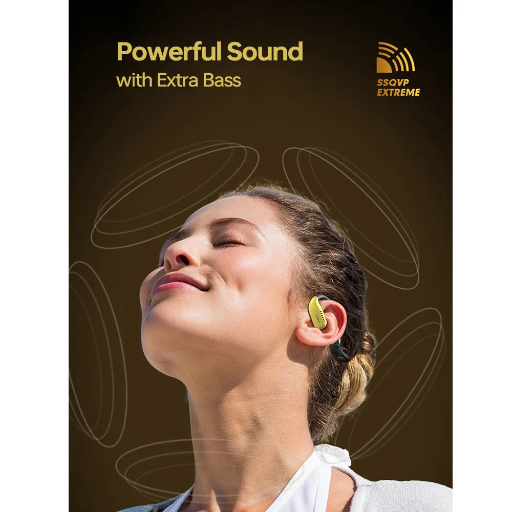 Ohayo-reproductor de MP3, auriculares Bluetooth con almacenamiento de 4GB, auriculares abiertos, tira de luces impermeable IPX7 para correr