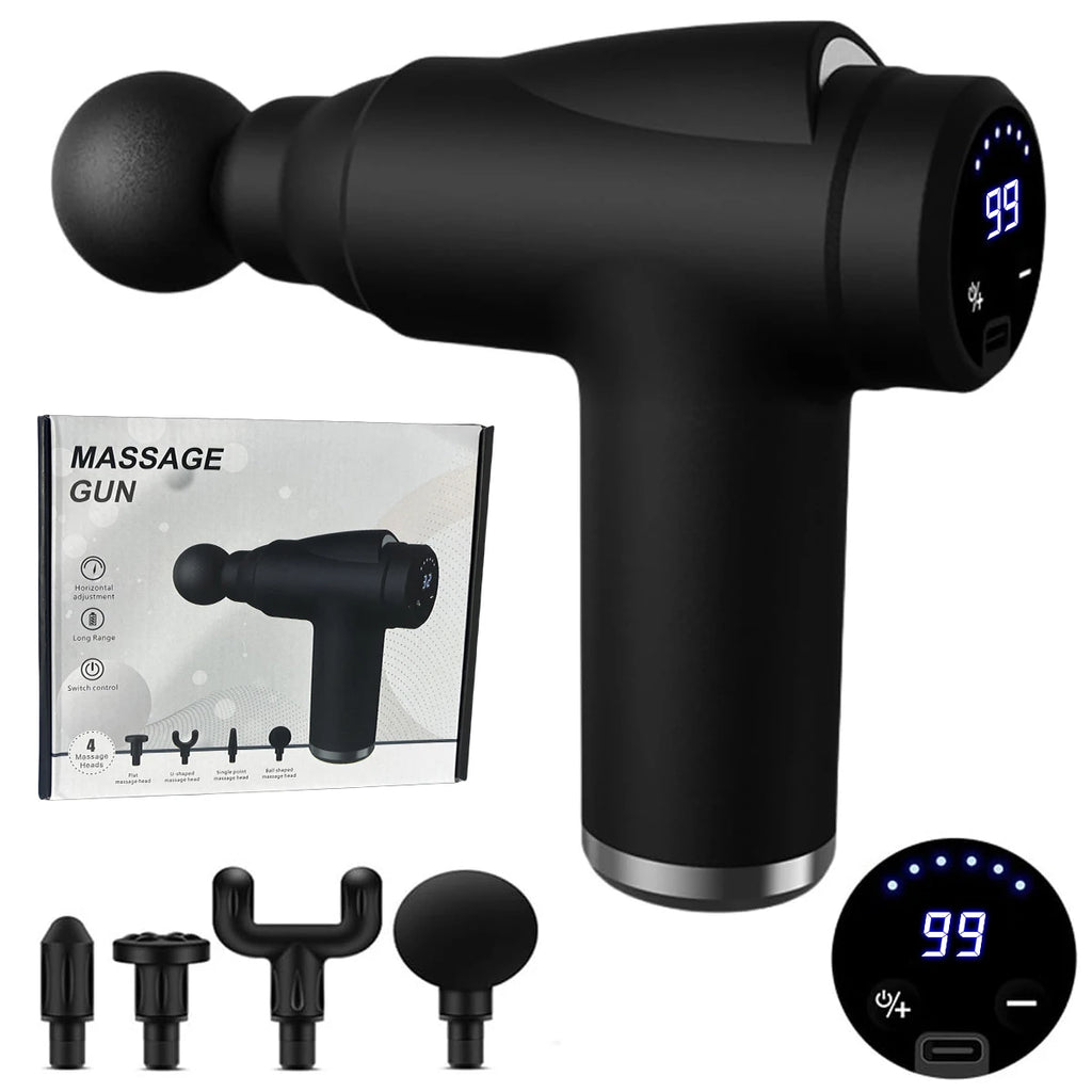 Pistola de masaje eléctrica, masajeador Facial de tejido profundo, 99 niveles, brazos, espalda, pierna, relajación muscular para cuerpo, espalda, brazo, deporte, Fitness