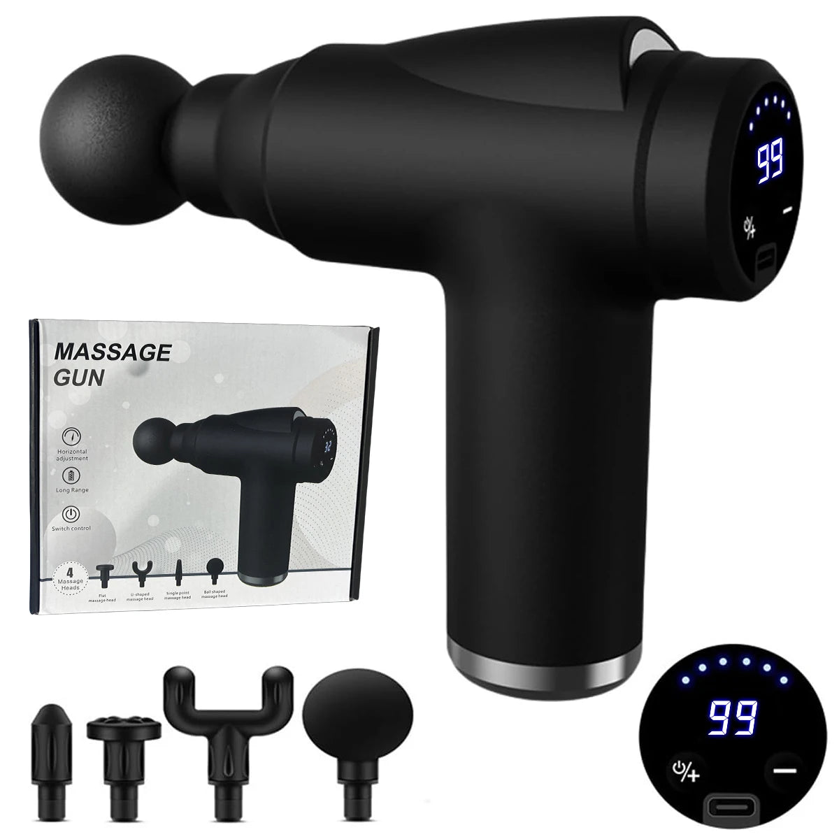 Pistola de masaje eléctrica, masajeador Facial de tejido profundo, 99 niveles, brazos, espalda, pierna, relajación muscular para cuerpo, espalda, brazo, deporte, Fitness